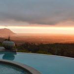 Swimming pool, Sunset, Mountains