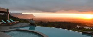 Swimming pool, Sunset, Mountains